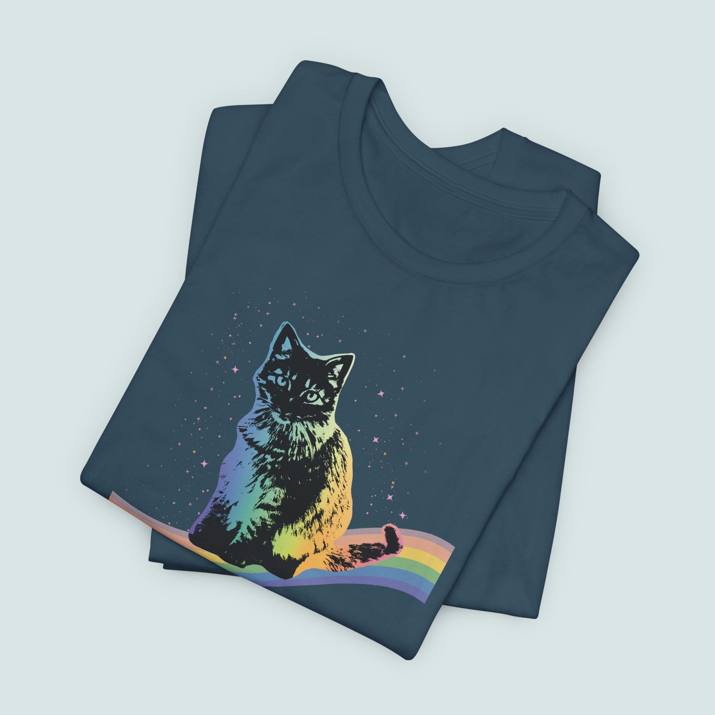 Rainbow Cat Unisex Tee, LGBTQ Pride Shirt, Colorful Kitty T-Shirt, Gay Pride Apparel, Cat Lover Gift