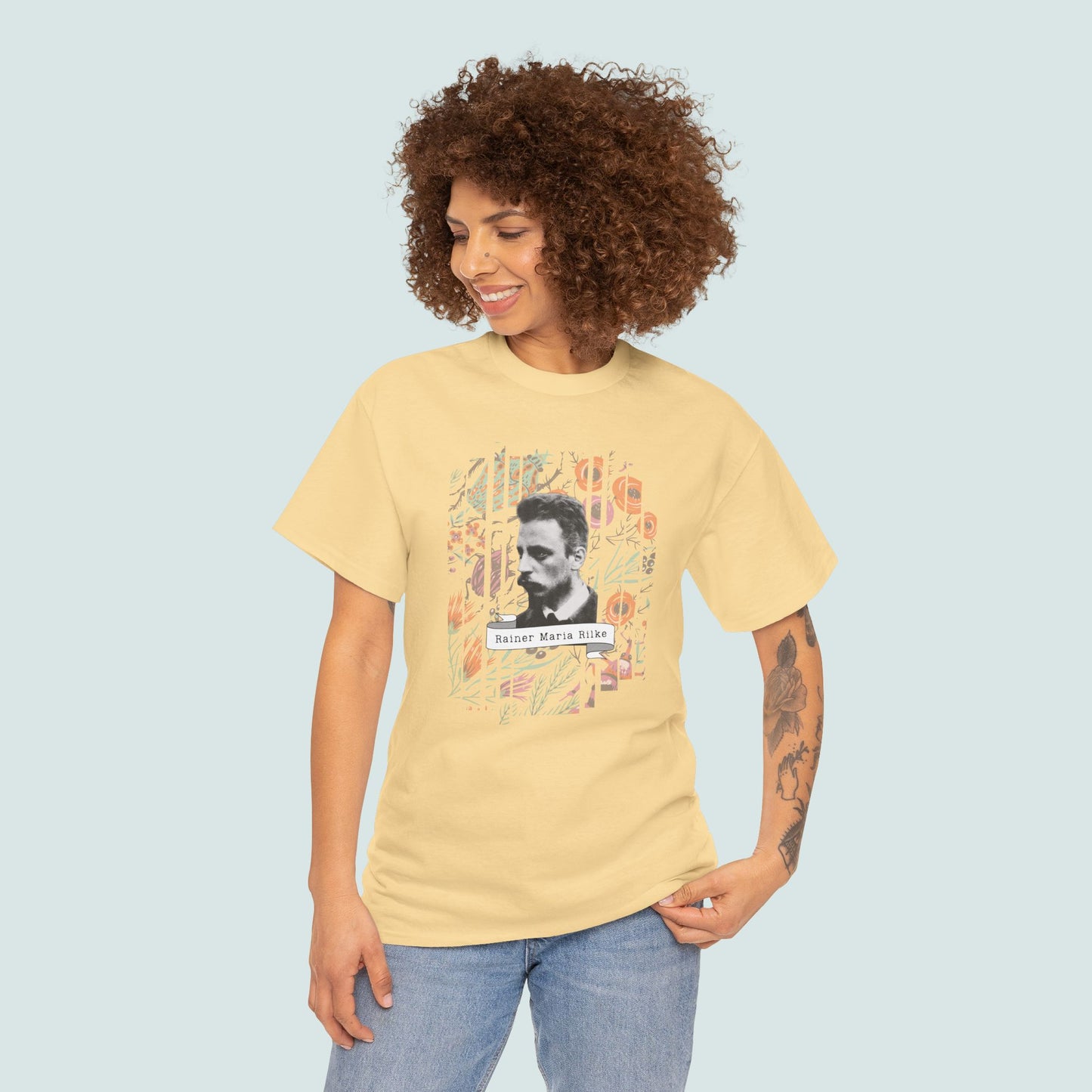 Camiseta de poesía de Rainer Maria Rilke, camiseta literaria, regalo de poesía, camiseta de poeta, regalo de escritor, floral