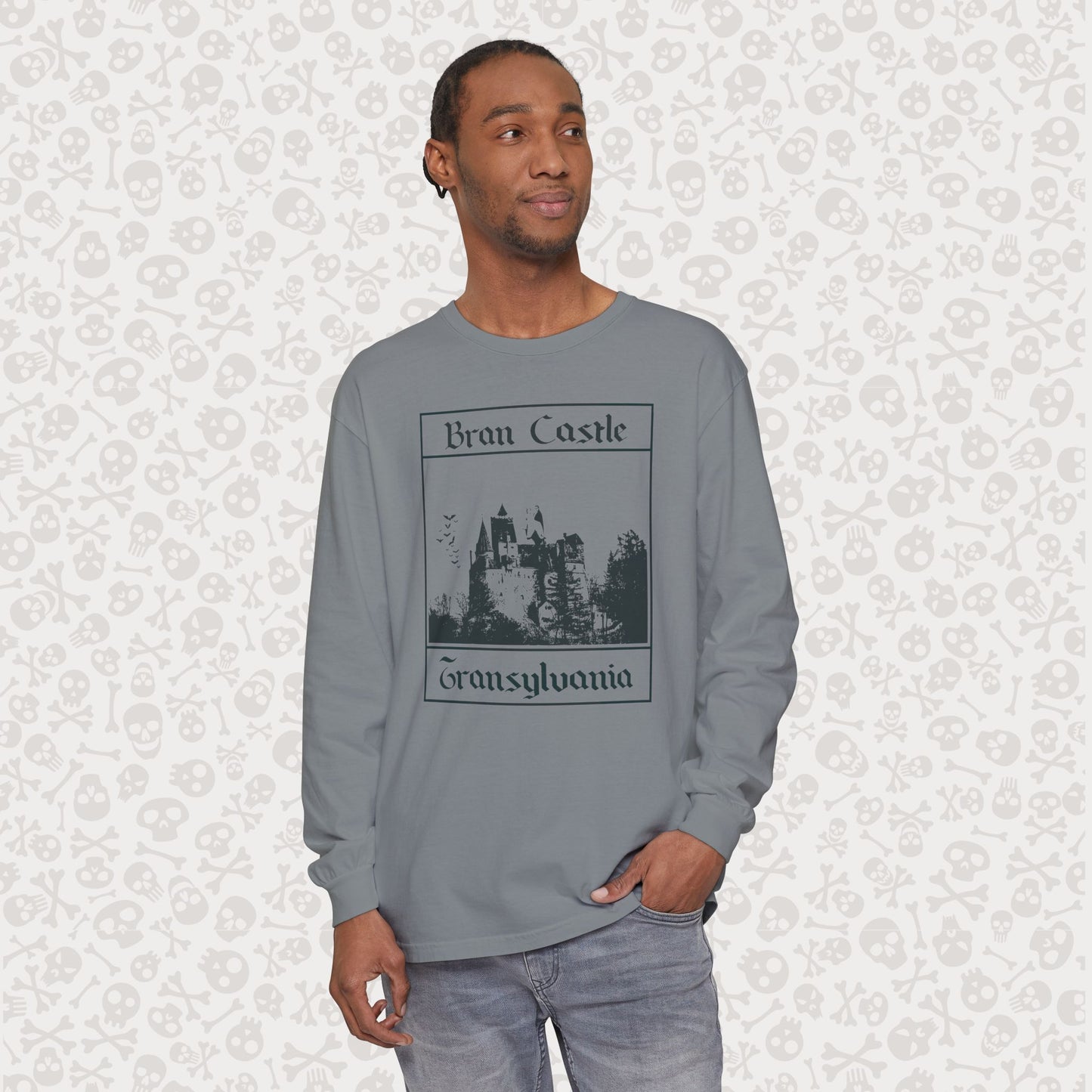 Camiseta de manga larga del Castillo de Bran, Transilvania, Drácula, Halloween, terror gótico, Drácula espeluznante, Halloween