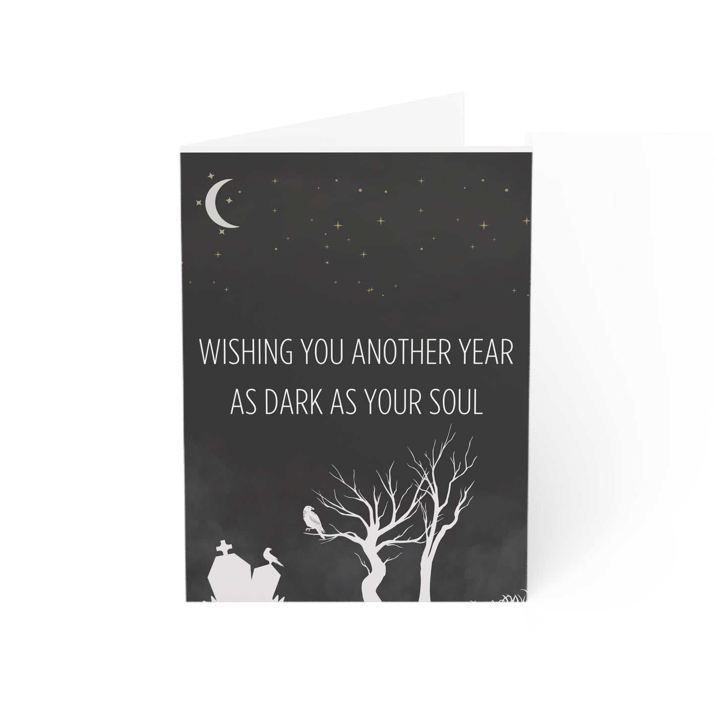 Tarjeta de felicitación de humor negro | Te deseo otro año tan oscuro como tu alma | Tarjetas de cumpleaños únicas, ocasiones espeluznantes, estética gótica