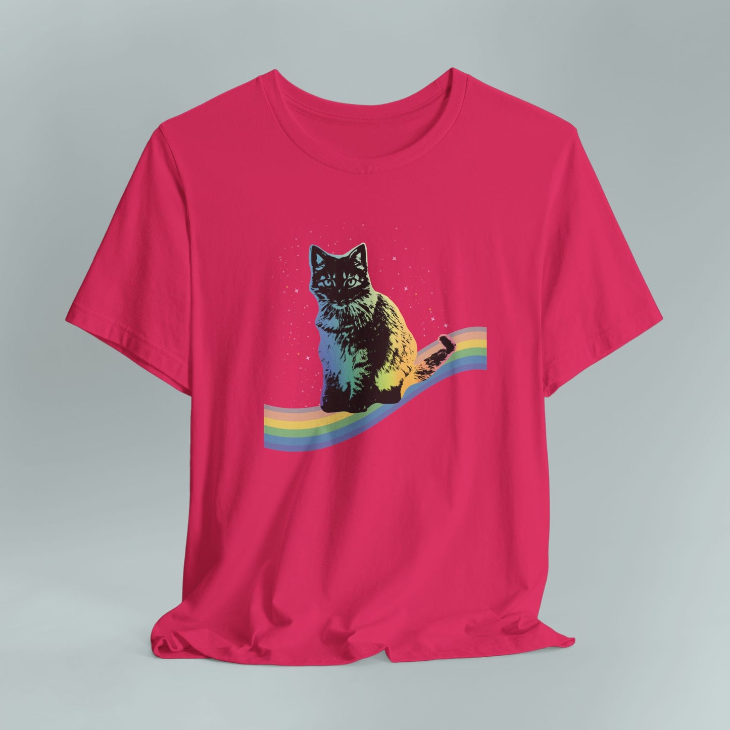Rainbow Cat Unisex Tee, LGBTQ Pride Shirt, Colorful Kitty T-Shirt, Gay Pride Apparel, Cat Lover Gift