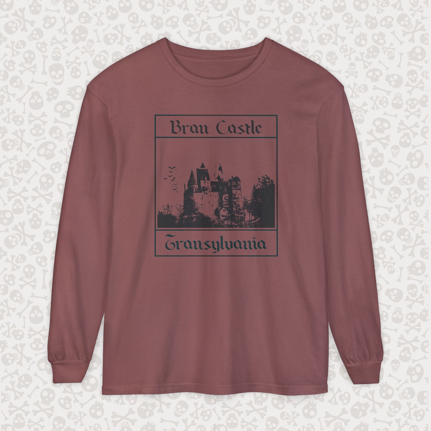 Camiseta de manga larga del Castillo de Bran, Transilvania, Drácula, Halloween, terror gótico, Drácula espeluznante, Halloween