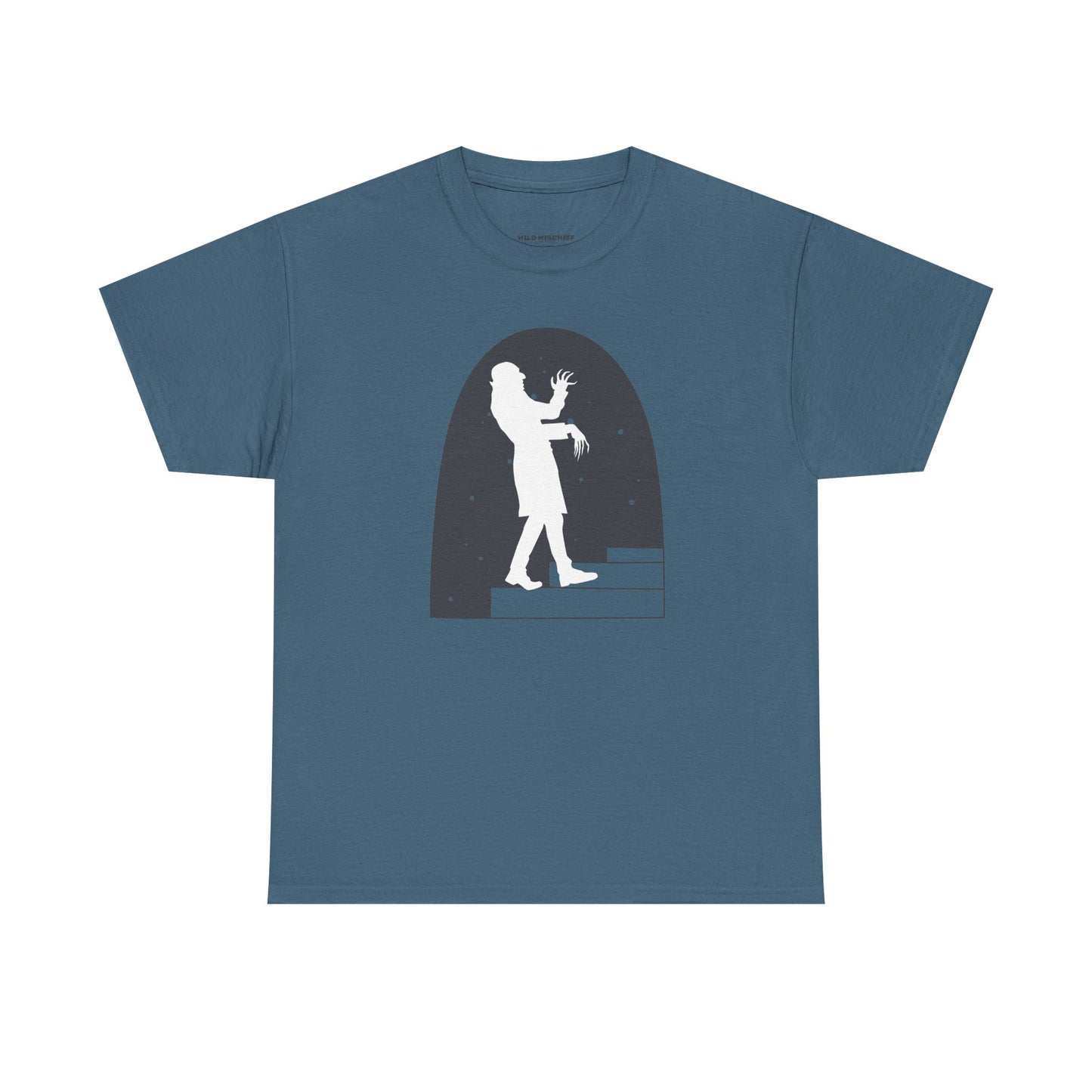 Camiseta de la película de terror Nosferatu - Estampado negro mate, unisex, de algodón grueso, con escena de escalera de vampiros, ropa gótica para fans del terror, un clásico de culto.