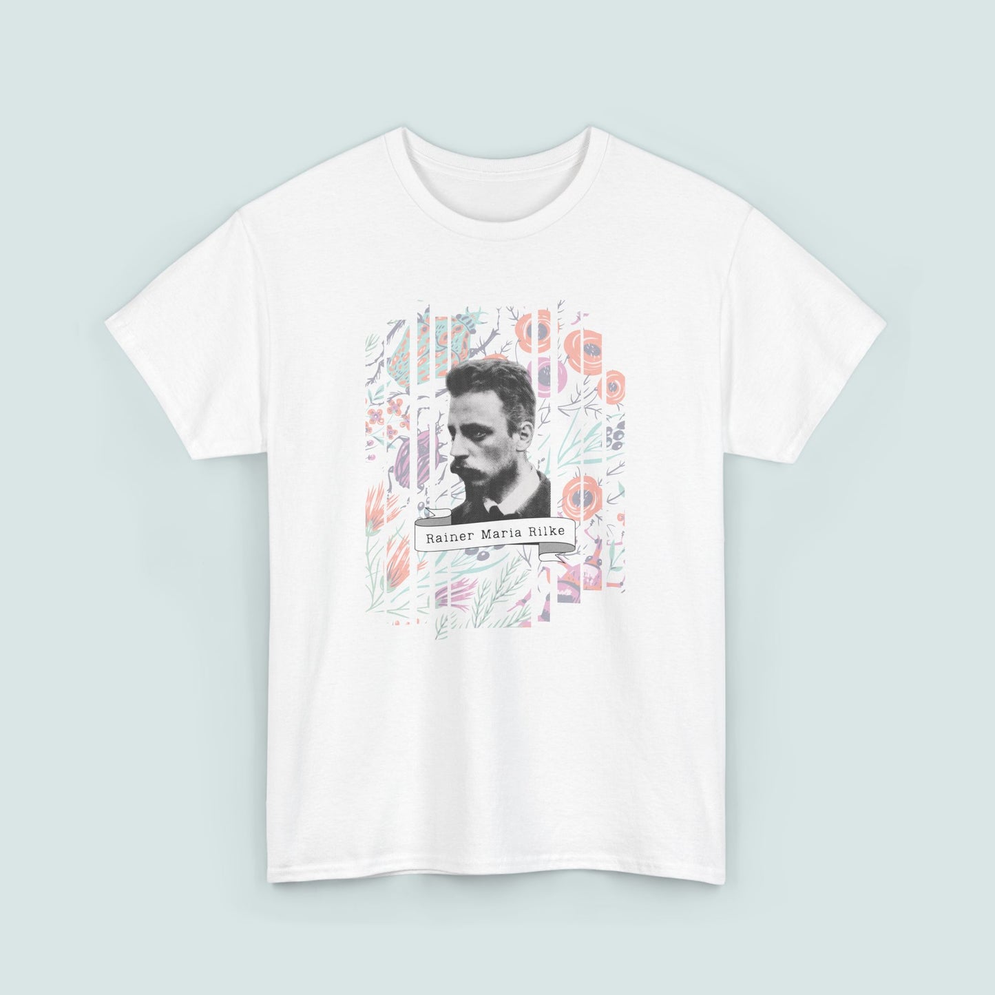 Camiseta de poesía de Rainer Maria Rilke, camiseta literaria, regalo de poesía, camiseta de poeta, regalo de escritor, floral