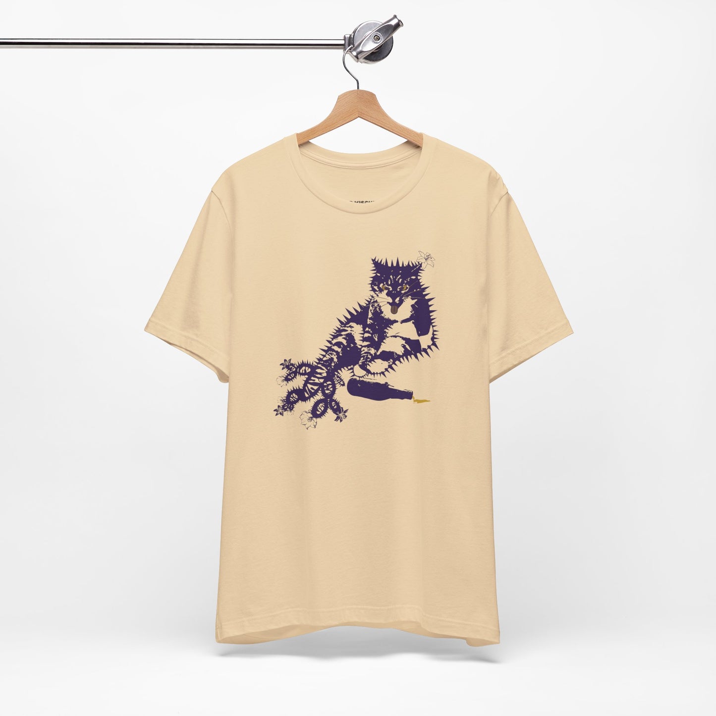 Cactus Cat Cryptid T-Shirt, Desert Mythical Creature Tee, Unisex Graphic Shirt, Succulent Kitty Apparel, Southwest Animal Top, Drunk Cat