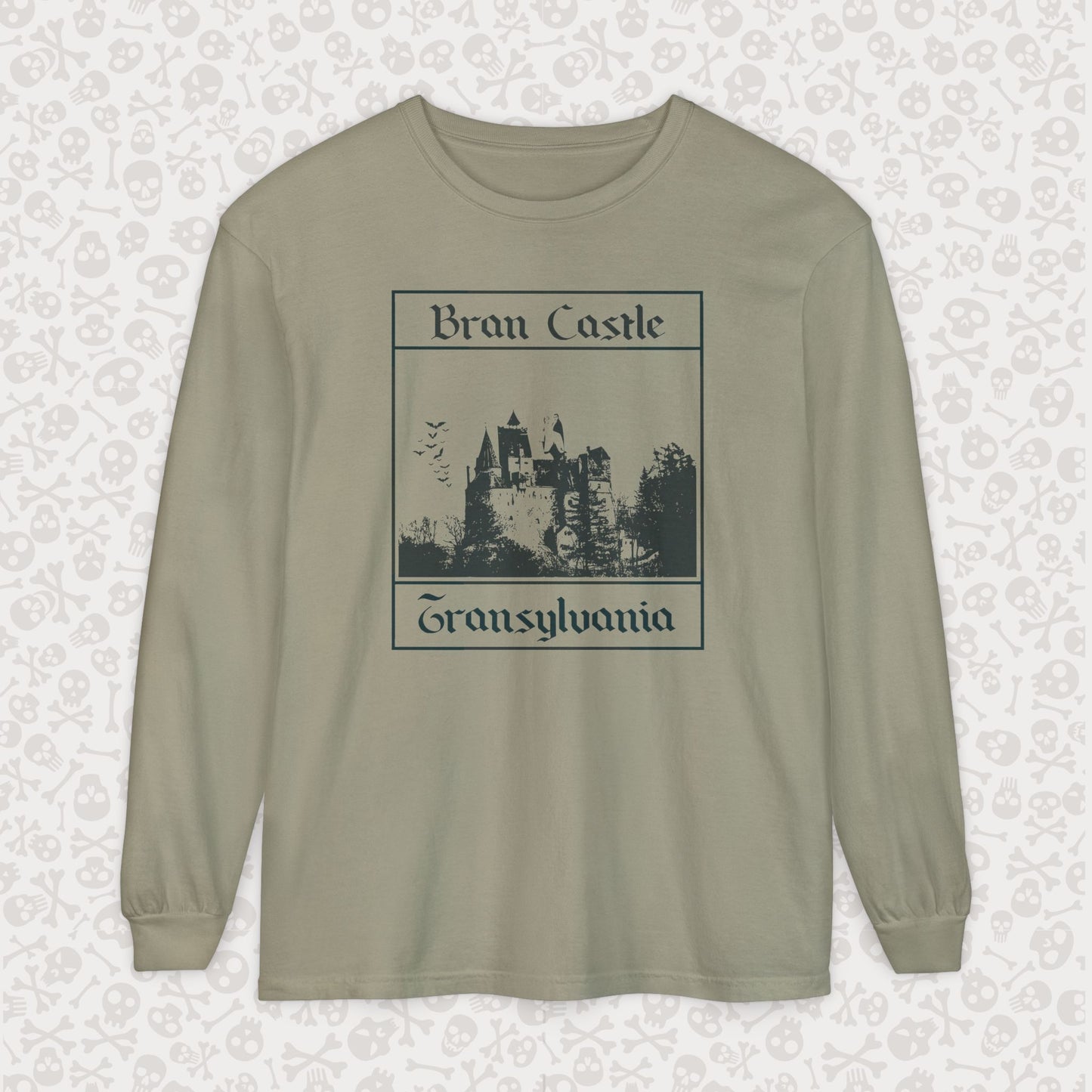 Camiseta de manga larga del Castillo de Bran, Transilvania, Drácula, Halloween, terror gótico, Drácula espeluznante, Halloween