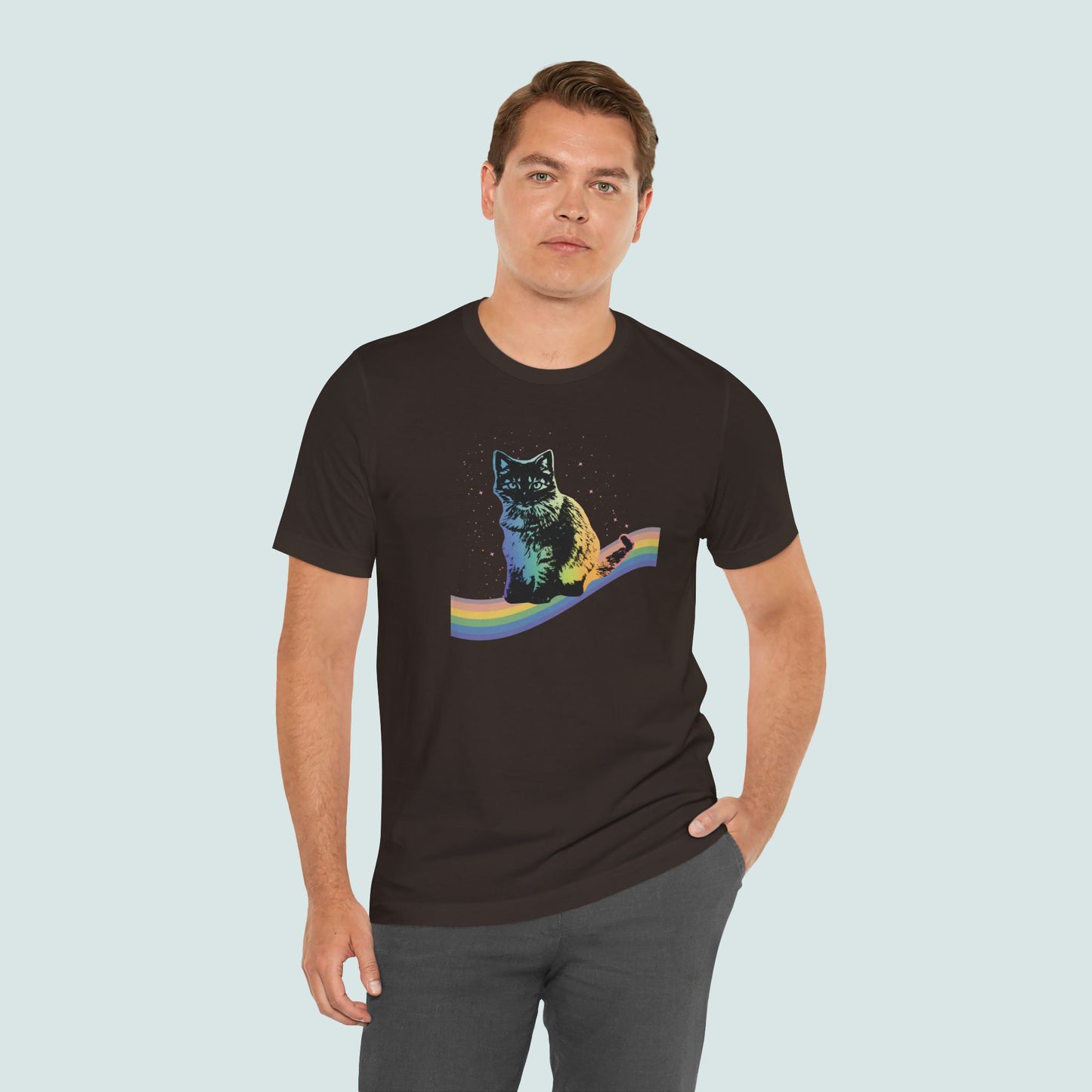 Rainbow Cat Unisex Tee, LGBTQ Pride Shirt, Colorful Kitty T-Shirt, Gay Pride Apparel, Cat Lover Gift
