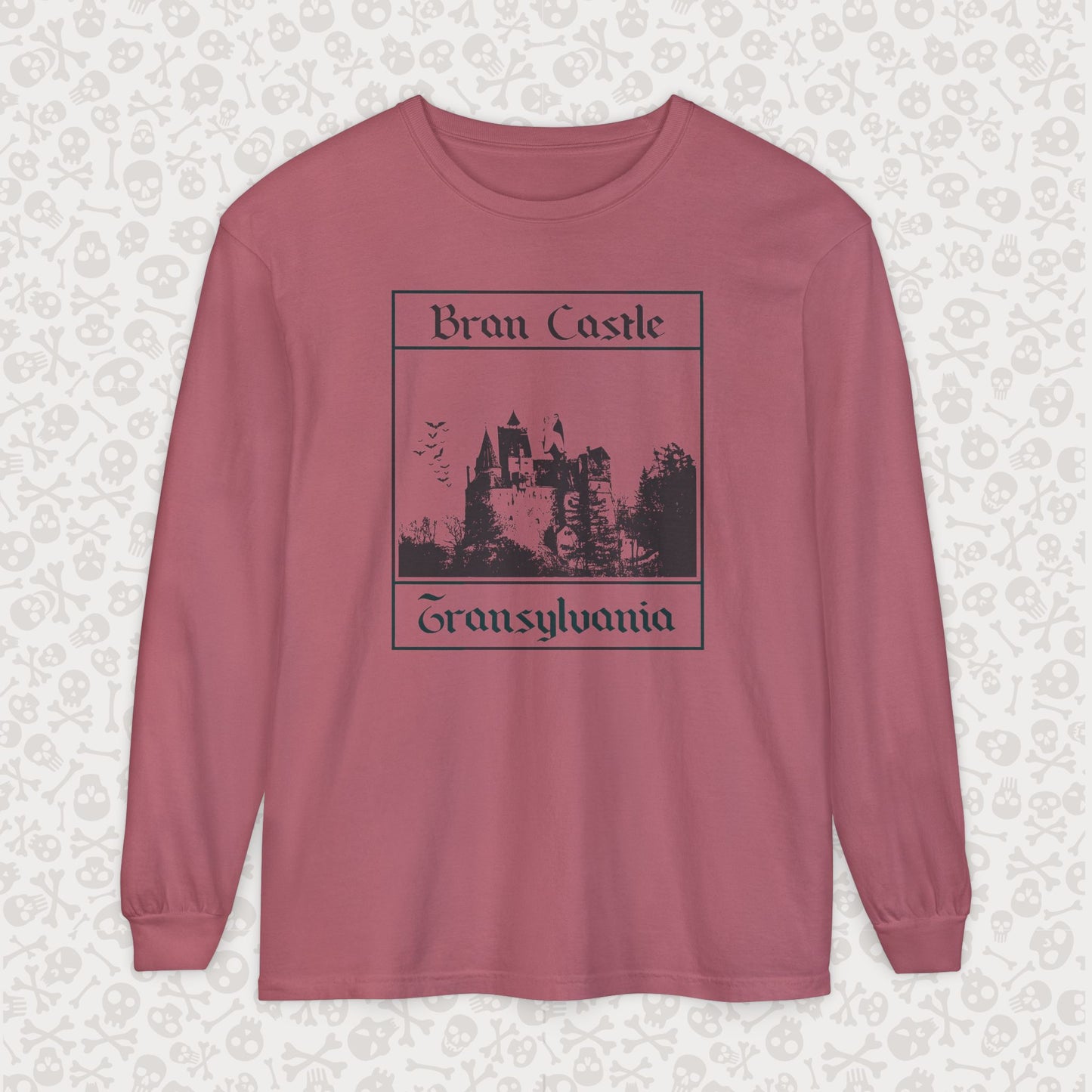 Camiseta de manga larga del Castillo de Bran, Transilvania, Drácula, Halloween, terror gótico, Drácula espeluznante, Halloween
