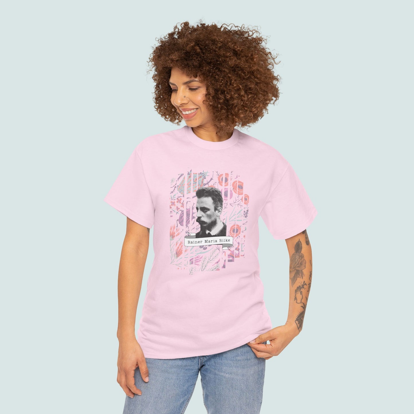 Camiseta de poesía de Rainer Maria Rilke, camiseta literaria, regalo de poesía, camiseta de poeta, regalo de escritor, floral