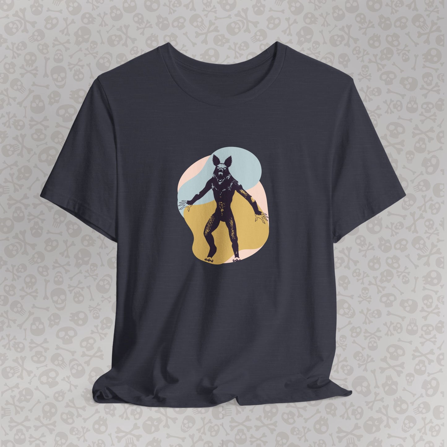 Camiseta abstracta con gráfico de hombre lobo, unisex, de Halloween, de terror, de luna llena, de Teen Wolf, de Cryptids