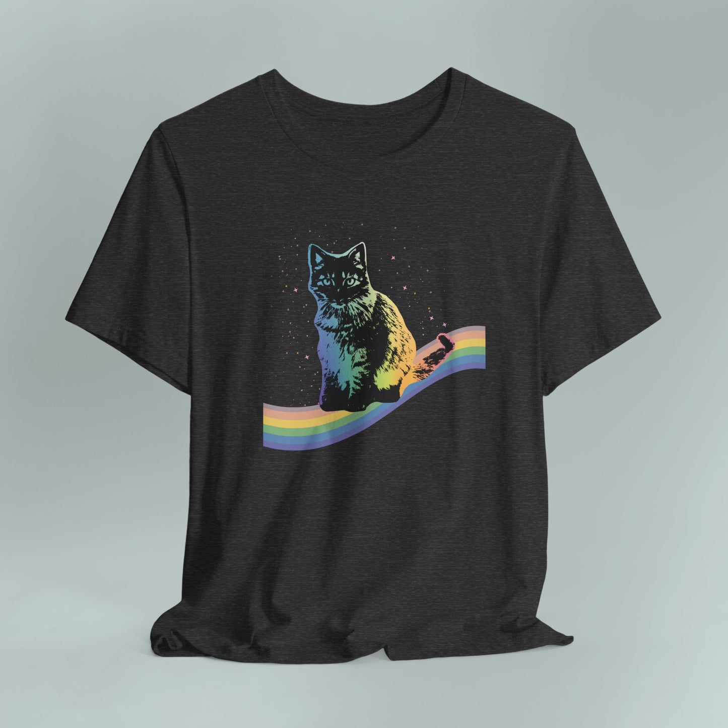 Rainbow Cat Unisex Tee, LGBTQ Pride Shirt, Colorful Kitty T-Shirt, Gay Pride Apparel, Cat Lover Gift