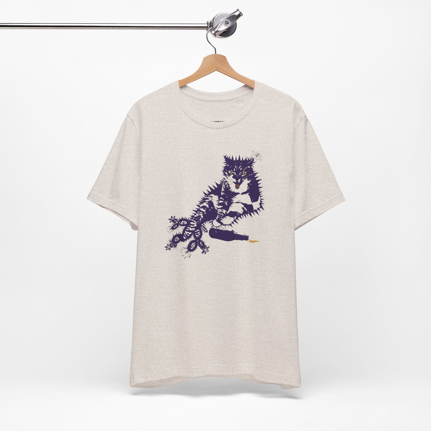 Cactus Cat Cryptid T-Shirt, Desert Mythical Creature Tee, Unisex Graphic Shirt, Succulent Kitty Apparel, Southwest Animal Top, Drunk Cat