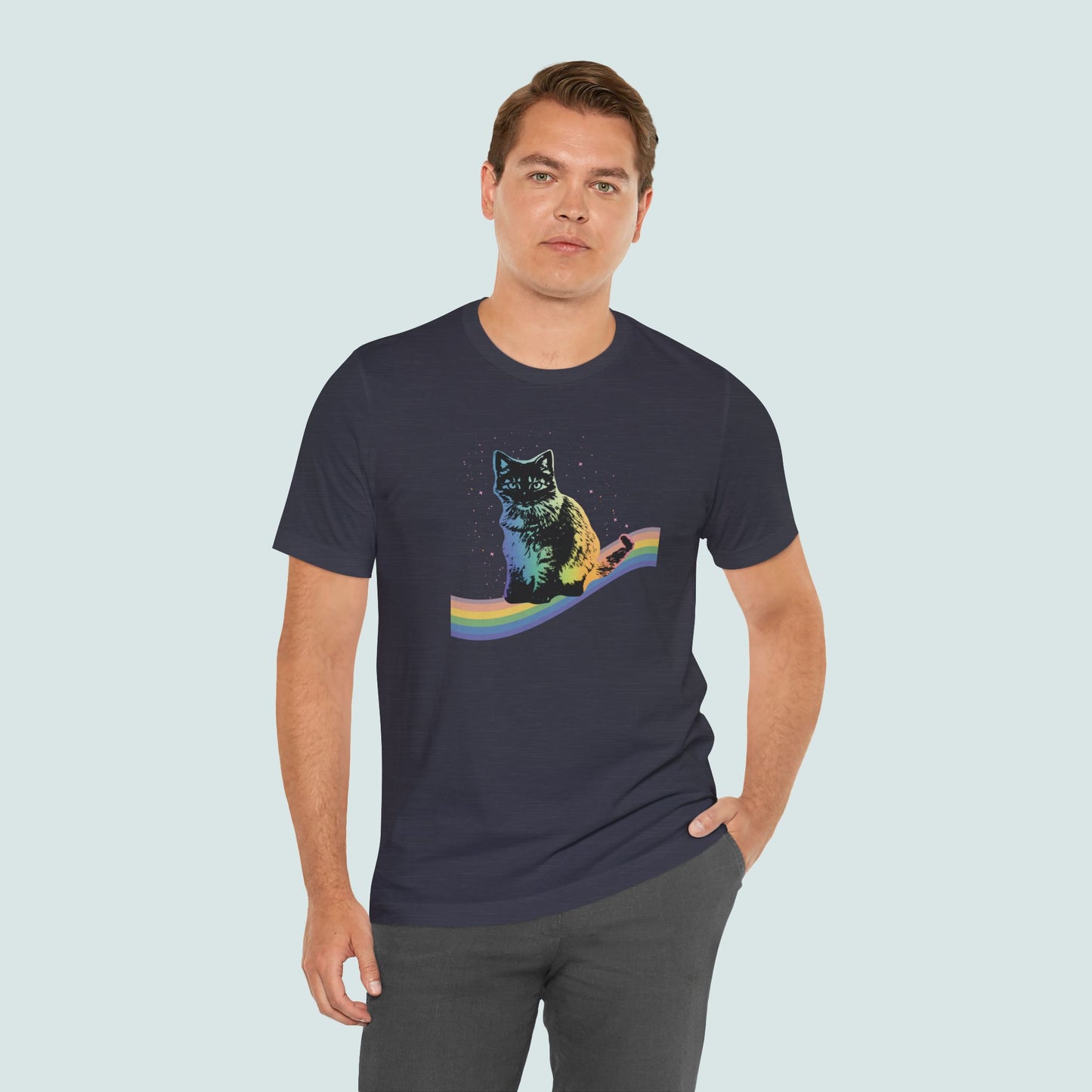 Rainbow Cat Unisex Tee, LGBTQ Pride Shirt, Colorful Kitty T-Shirt, Gay Pride Apparel, Cat Lover Gift
