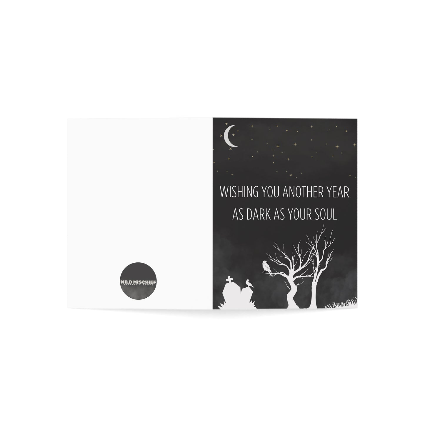 Tarjeta de felicitación de humor negro | Te deseo otro año tan oscuro como tu alma | Tarjetas de cumpleaños únicas, ocasiones espeluznantes, estética gótica