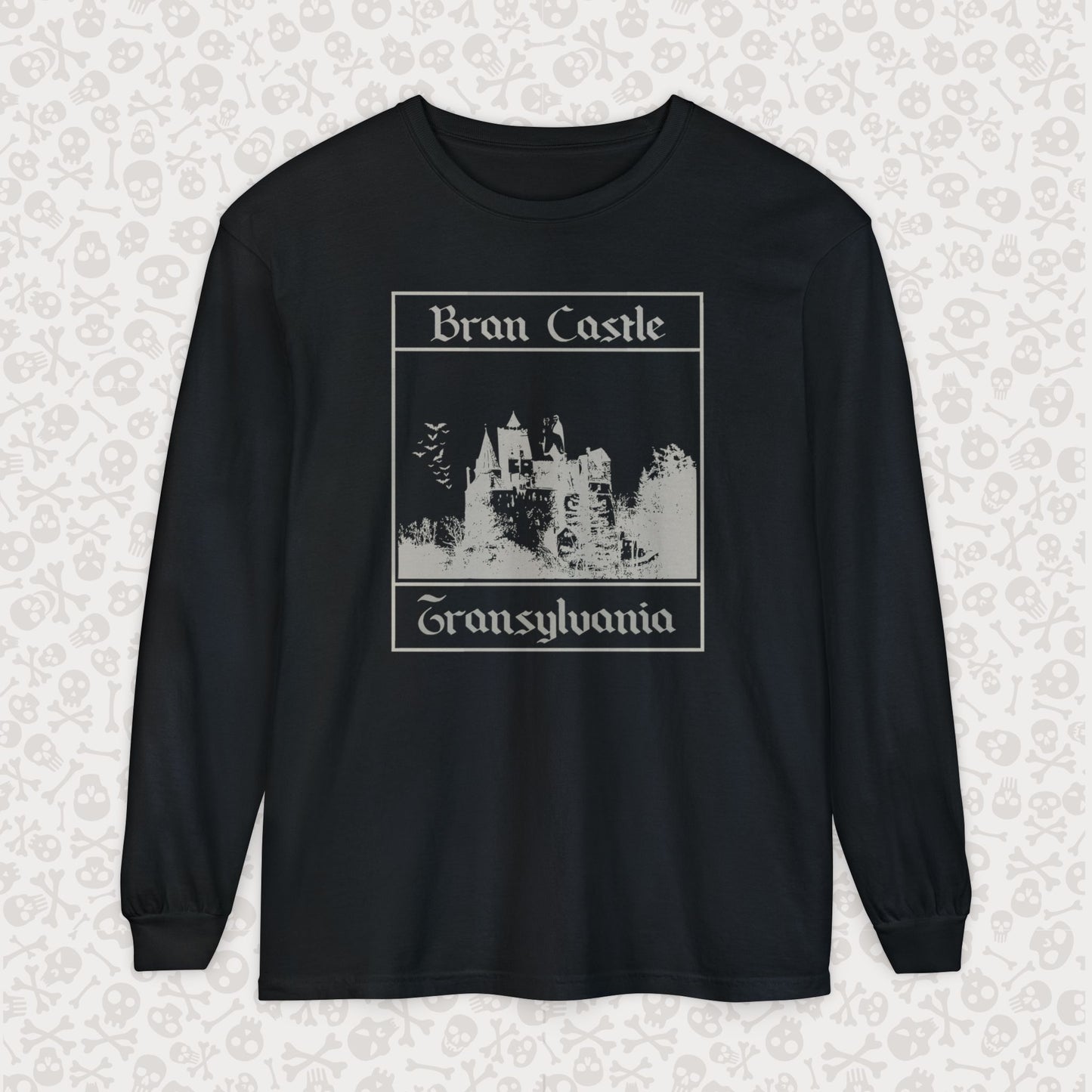 Camiseta de manga larga del Castillo de Bran, Transilvania, Drácula, Halloween, terror gótico, Drácula espeluznante, Halloween