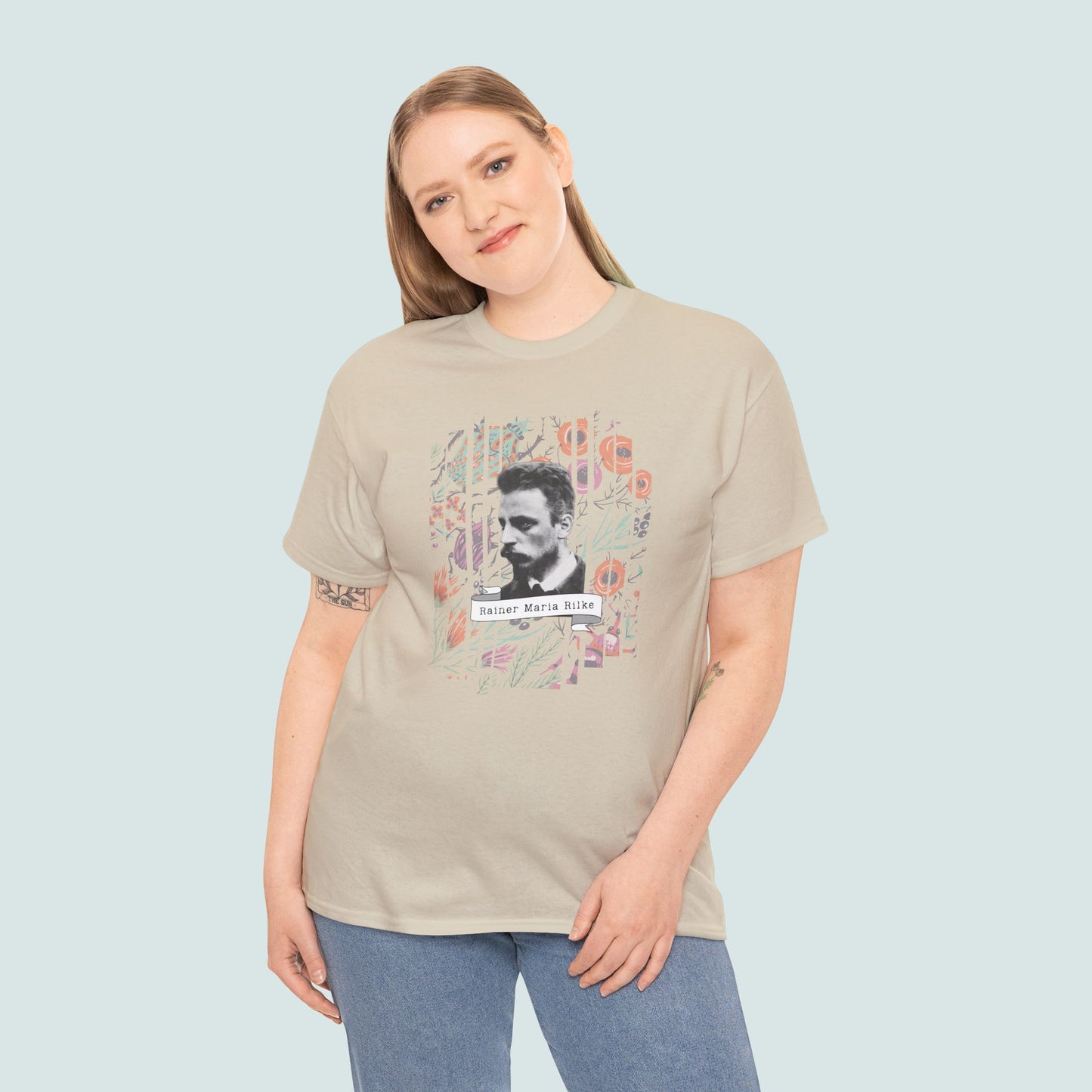 Camiseta de poesía de Rainer Maria Rilke, camiseta literaria, regalo de poesía, camiseta de poeta, regalo de escritor, floral