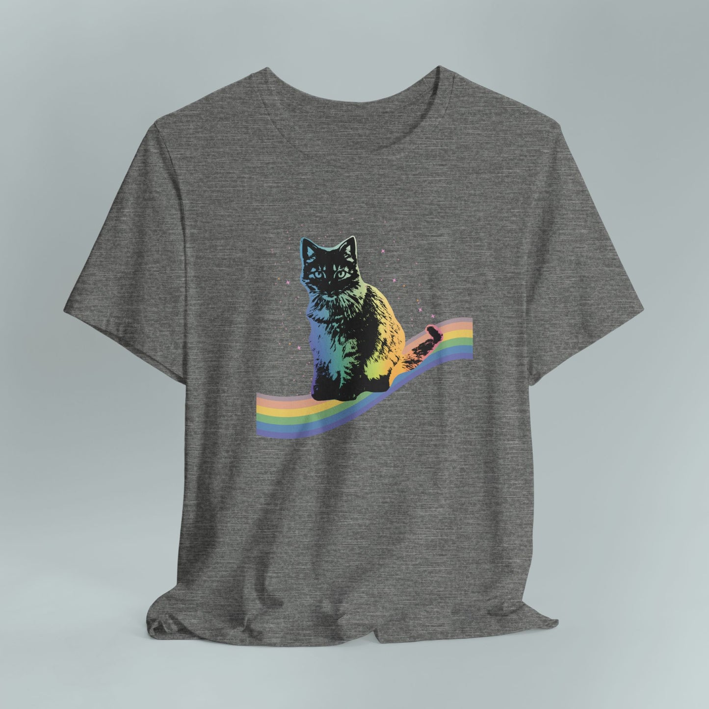 Rainbow Cat Unisex Tee, LGBTQ Pride Shirt, Colorful Kitty T-Shirt, Gay Pride Apparel, Cat Lover Gift