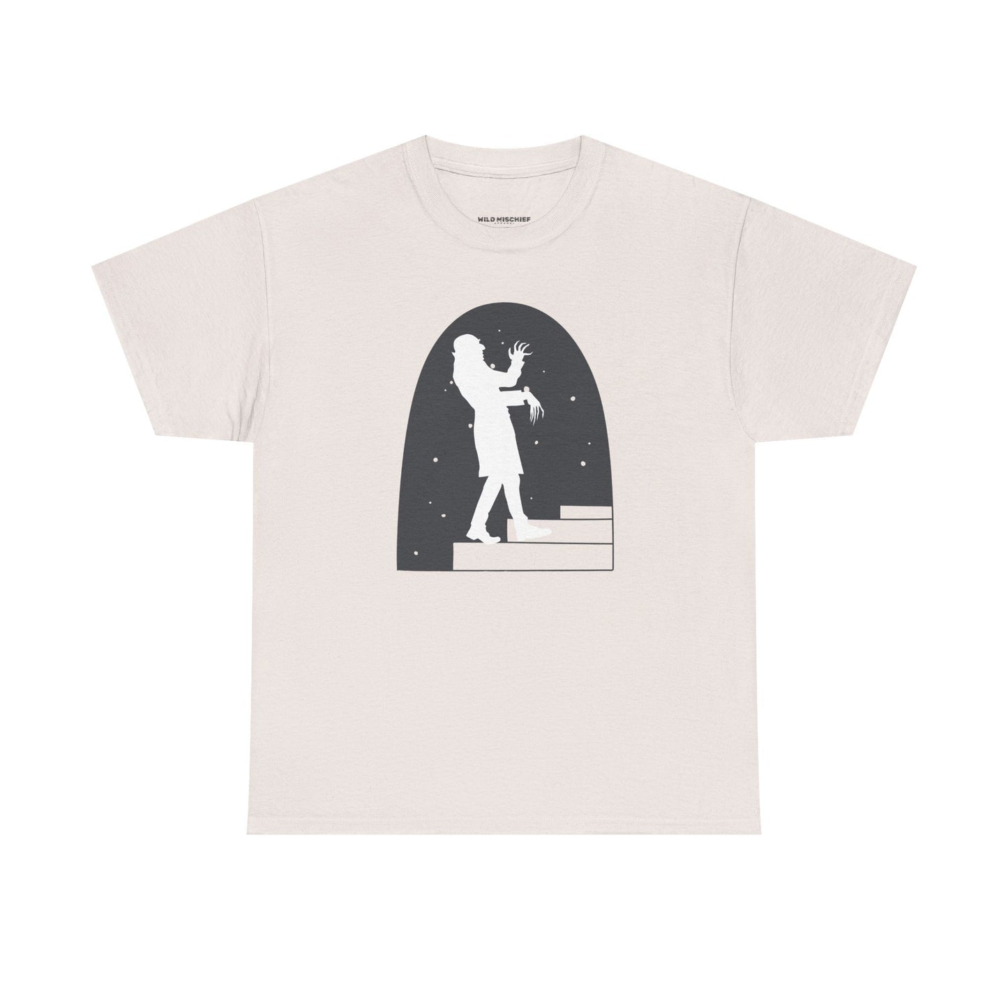 Camiseta de la película de terror Nosferatu - Estampado negro mate, unisex, de algodón grueso, con escena de escalera de vampiros, ropa gótica para fans del terror, un clásico de culto.