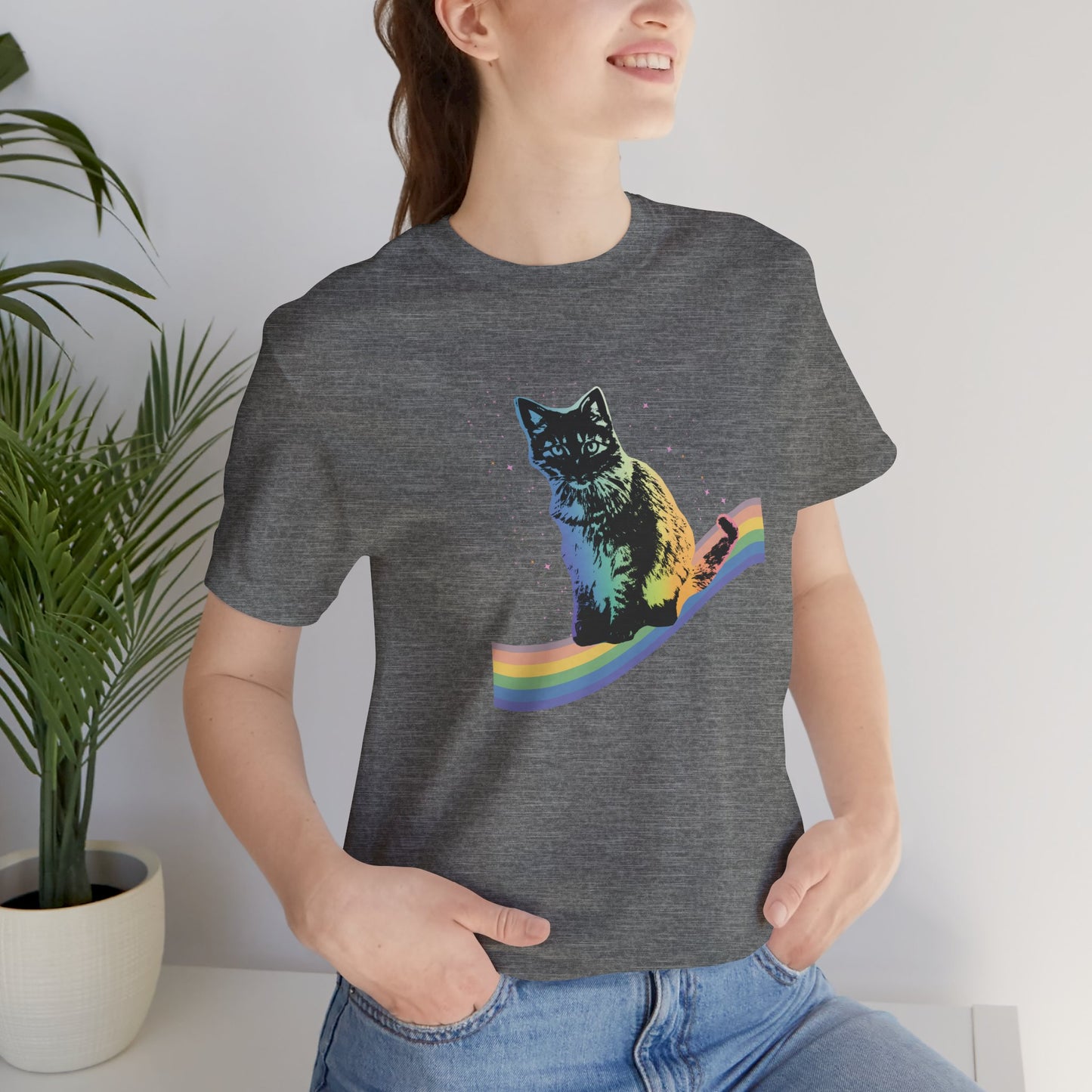 Rainbow Cat Unisex Tee, LGBTQ Pride Shirt, Colorful Kitty T-Shirt, Gay Pride Apparel, Cat Lover Gift