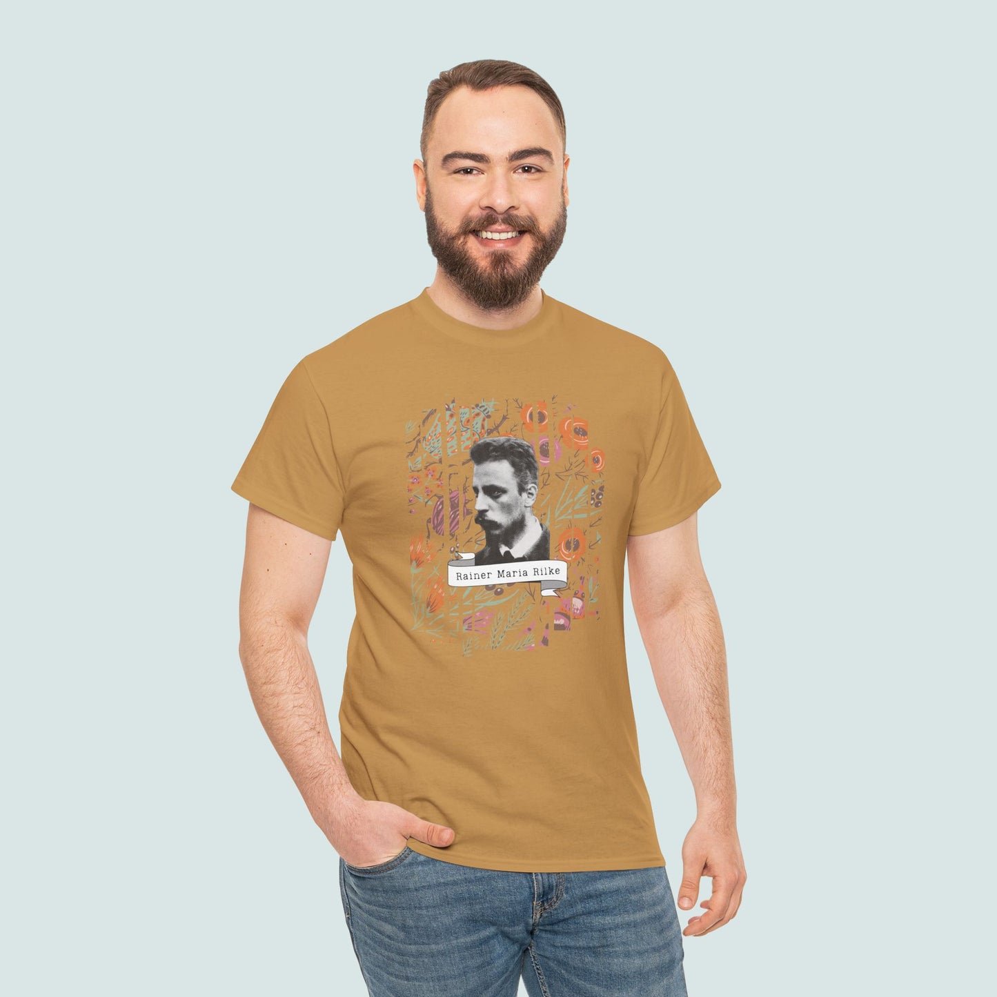 Camiseta de poesía de Rainer Maria Rilke, camiseta literaria, regalo de poesía, camiseta de poeta, regalo de escritor, floral