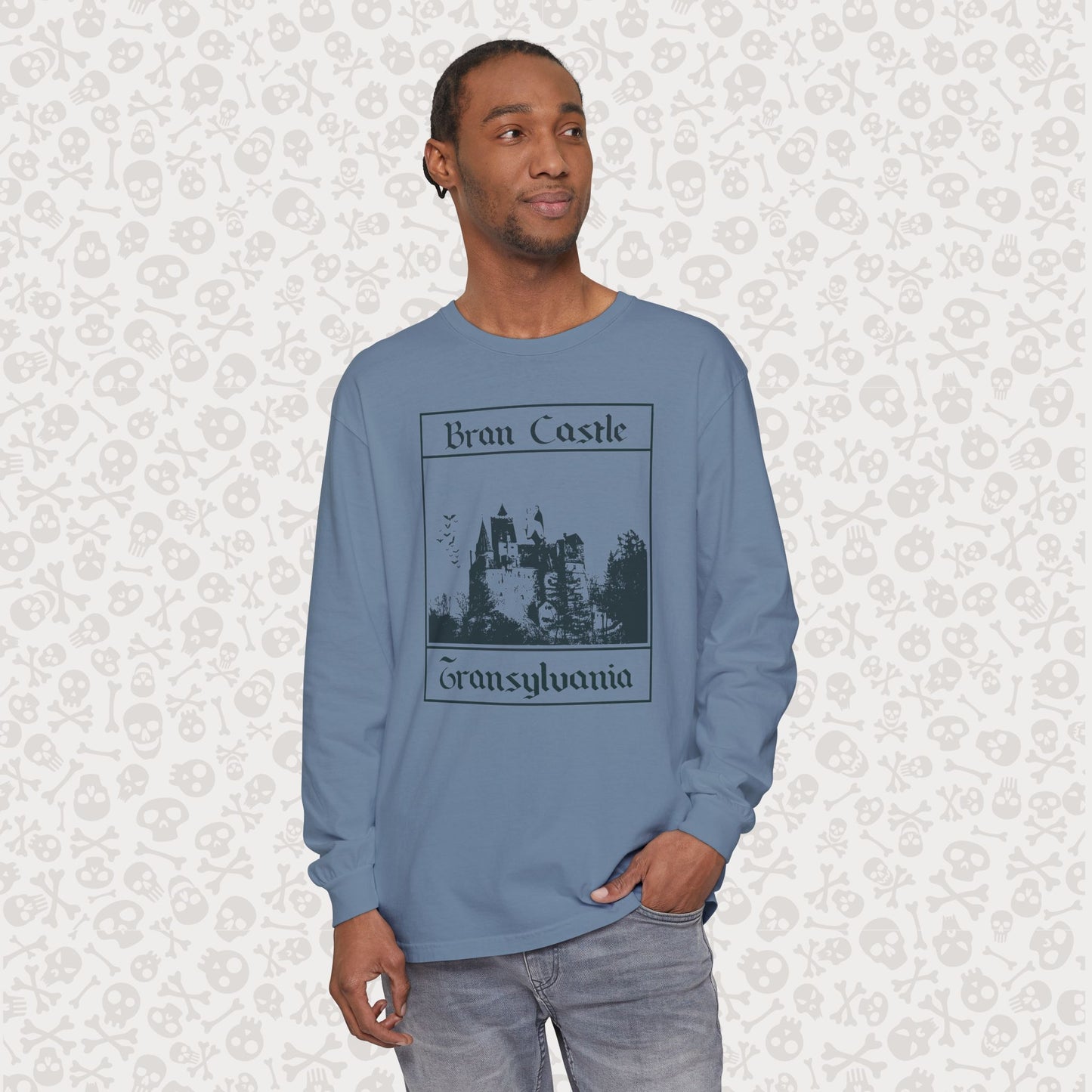 Camiseta de manga larga del Castillo de Bran, Transilvania, Drácula, Halloween, terror gótico, Drácula espeluznante, Halloween