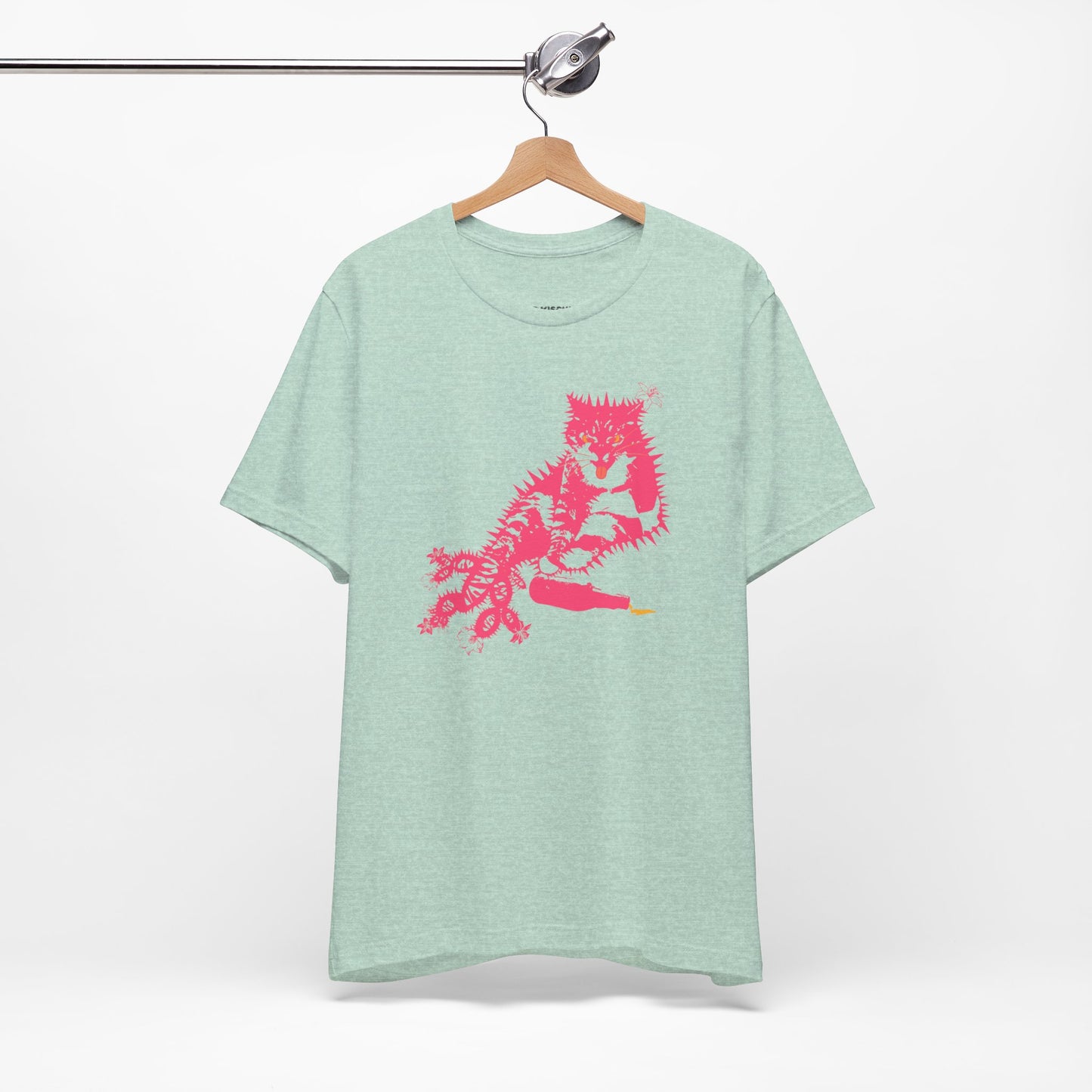 Cactus Cat Cryptid T-Shirt, Desert Mythical Creature Tee, Unisex Graphic Shirt, Succulent Kitty Apparel, Southwest Animal Top, Drunk Cat