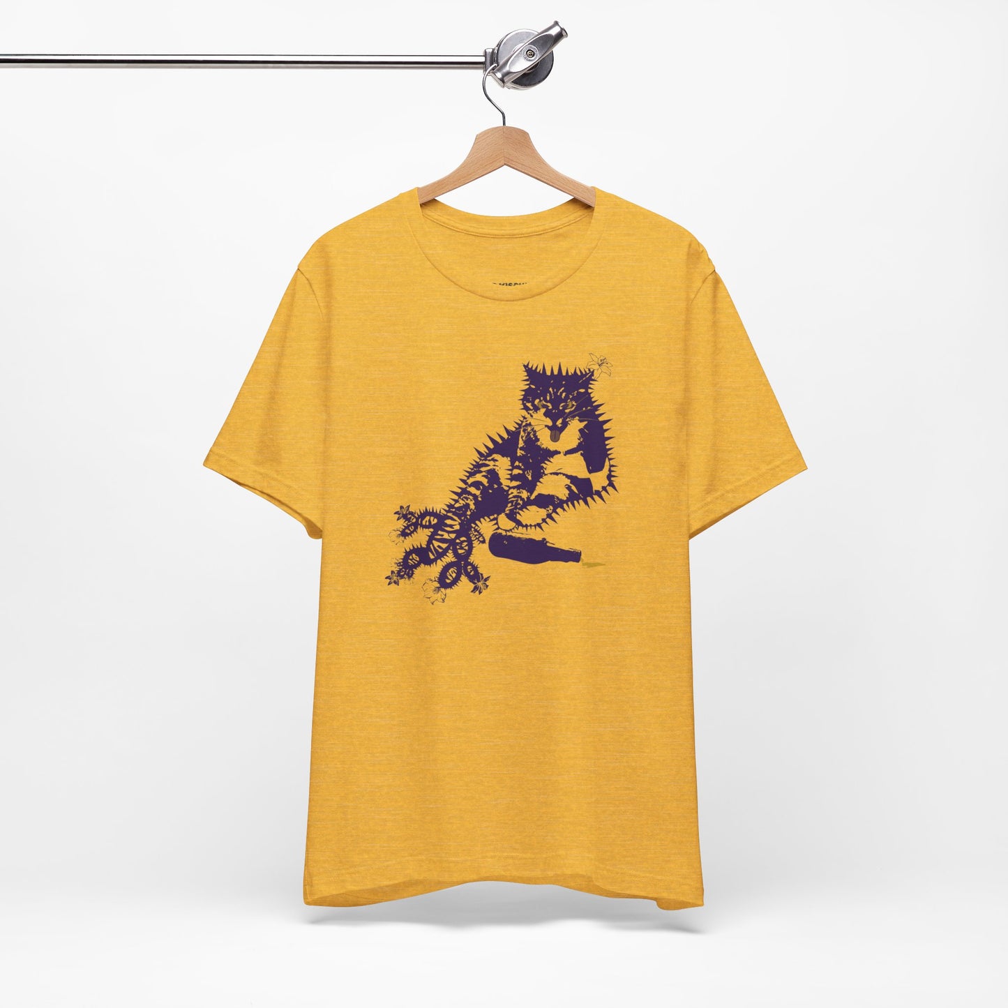 Cactus Cat Cryptid T-Shirt, Desert Mythical Creature Tee, Unisex Graphic Shirt, Succulent Kitty Apparel, Southwest Animal Top, Drunk Cat