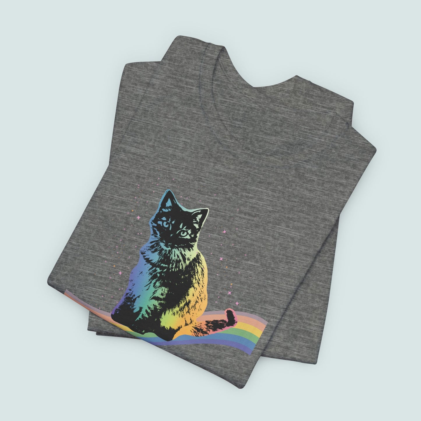 Rainbow Cat Unisex Tee, LGBTQ Pride Shirt, Colorful Kitty T-Shirt, Gay Pride Apparel, Cat Lover Gift