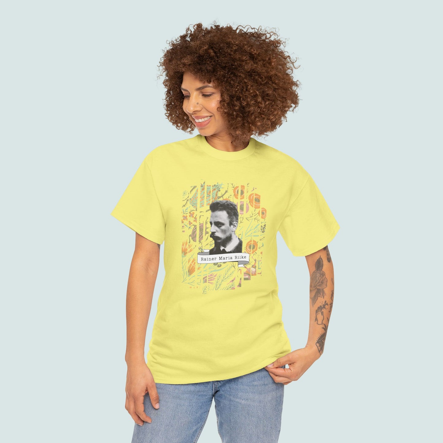 Camiseta de poesía de Rainer Maria Rilke, camiseta literaria, regalo de poesía, camiseta de poeta, regalo de escritor, floral