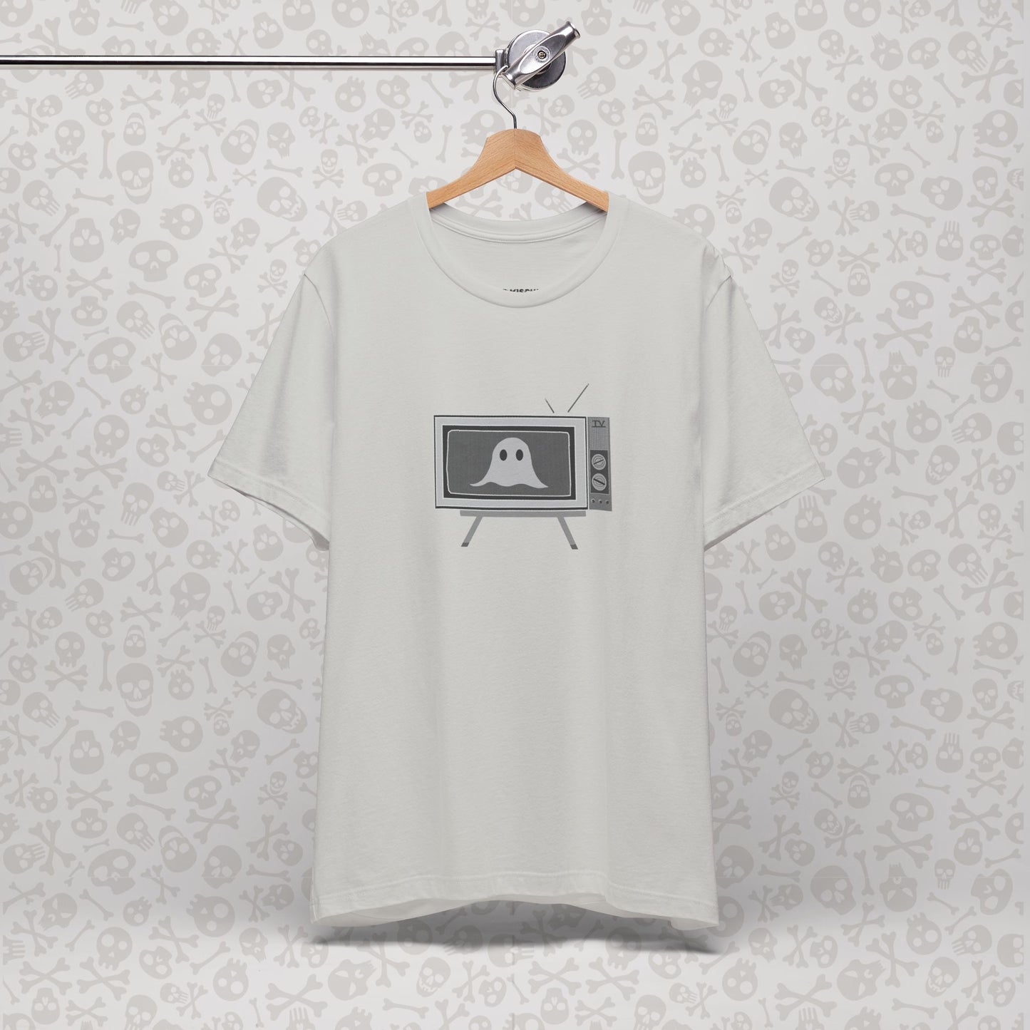 Ghost in the TV T-Shirt | Spooky retro vintage television graphic tee | Halloween