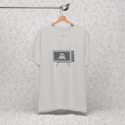 Ghost in the TV T-Shirt | Spooky retro vintage television graphic tee | Halloween