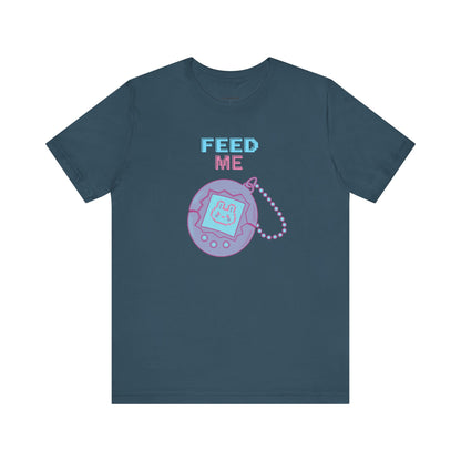 90s "Feed Me" Tamagotchi T-Shirt, Virtual Pet Nostalgia, Unisex Tee, Retro Video Game Shirt, Vintage Gamer Gift, 1990s Pop Culture Top