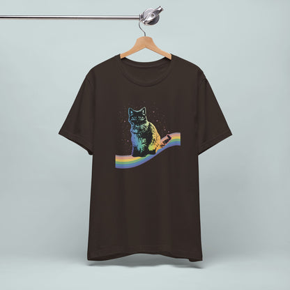 Rainbow Cat Unisex Tee, LGBTQ Pride Shirt, Colorful Kitty T-Shirt, Gay Pride Apparel, Cat Lover Gift