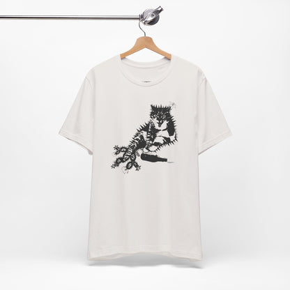 Cactus Cat Cryptid T-Shirt, Desert Mythical Creature Tee, Unisex Graphic Shirt, Succulent Kitty Apparel, Southwest Animal Top, Drunk Cat
