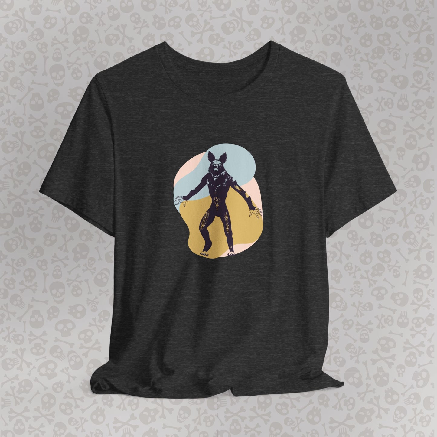 Camiseta abstracta con gráfico de hombre lobo, unisex, de Halloween, de terror, de luna llena, de Teen Wolf, de Cryptids