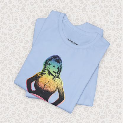 Rainbow Dolly Parton Tee, Dolly Pride Shirt, Unisex Graphic T-Shirt, Music Fan Gift, Concert Apparel, Gay Country Western Clothing