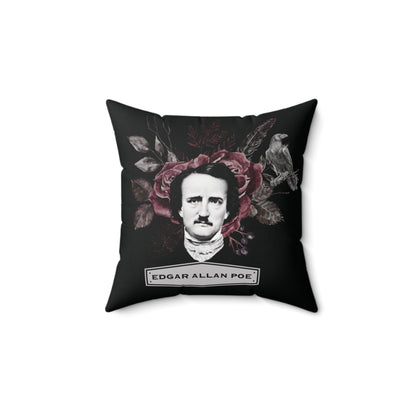 Edgar Allan Poe Floral Throw Pillow - Literary Decor for Book Lovers