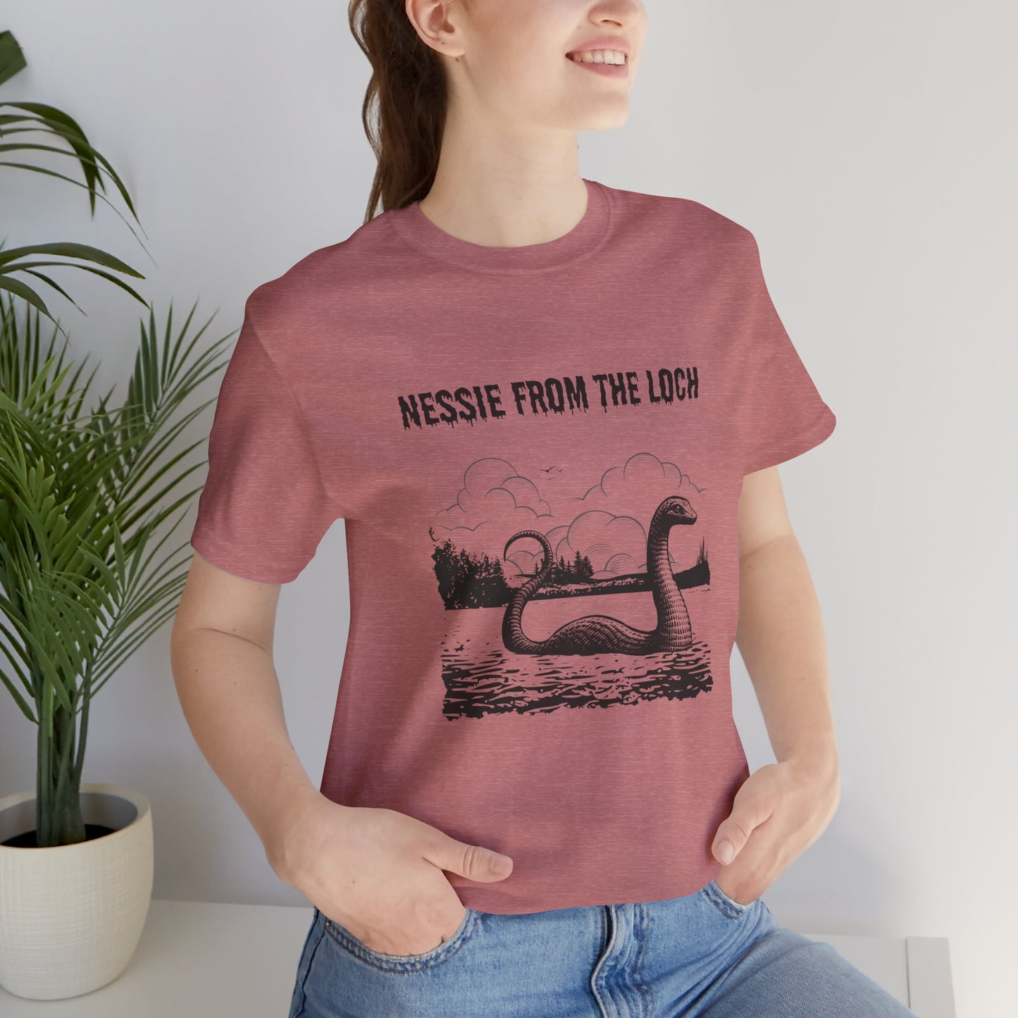 Nessie from the Loch Tee, Nessie Loch Ness Monster T-Shirt, Cryptid Tee, Unisex Jersey Short Sleeve Shirt, Loch Ness