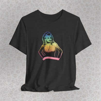 Rainbow Dolly Parton Tee, Dolly Pride Shirt, Unisex Graphic T-Shirt, Music Fan Gift, Concert Apparel, Gay Country Western Clothing