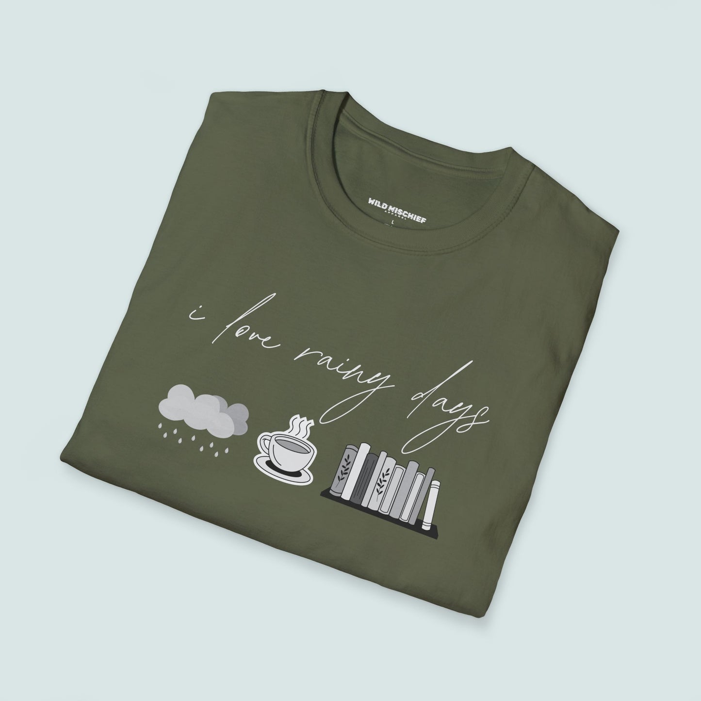 I Love Rainy Days Unisex Softstyle T-Shirt - Cozy and Chic Graphic Tee for Book Lovers