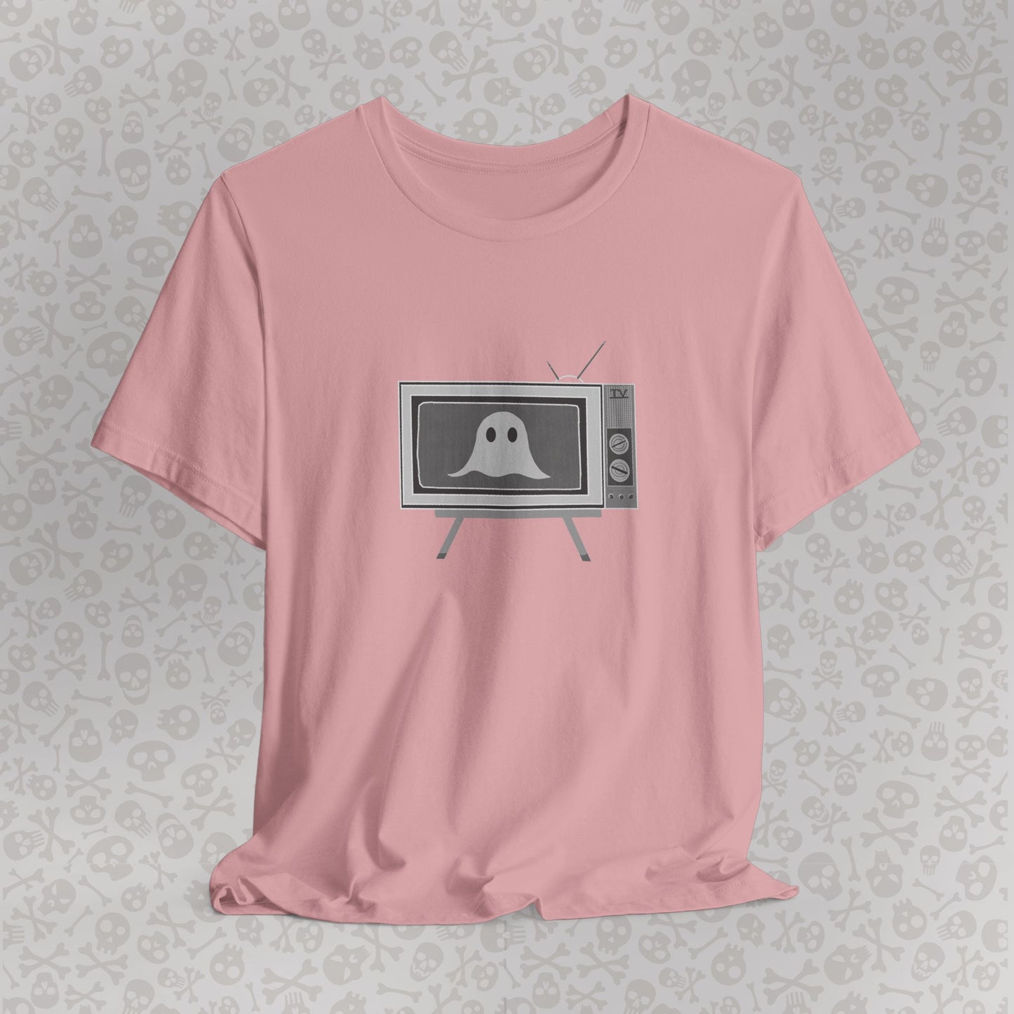 Ghost in the TV T-Shirt | Spooky retro vintage television graphic tee | Halloween