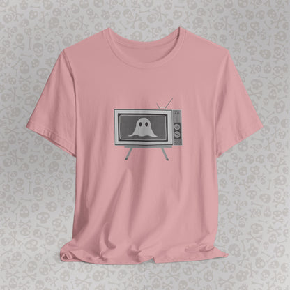 Ghost in the TV T-Shirt | Spooky retro vintage television graphic tee | Halloween