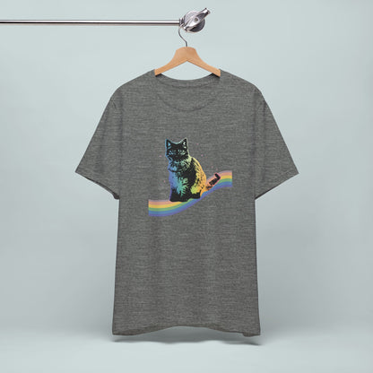 Rainbow Cat Unisex Tee, LGBTQ Pride Shirt, Colorful Kitty T-Shirt, Gay Pride Apparel, Cat Lover Gift