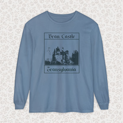 Camiseta de manga larga del Castillo de Bran, Transilvania, Drácula, Halloween, terror gótico, Drácula espeluznante, Halloween