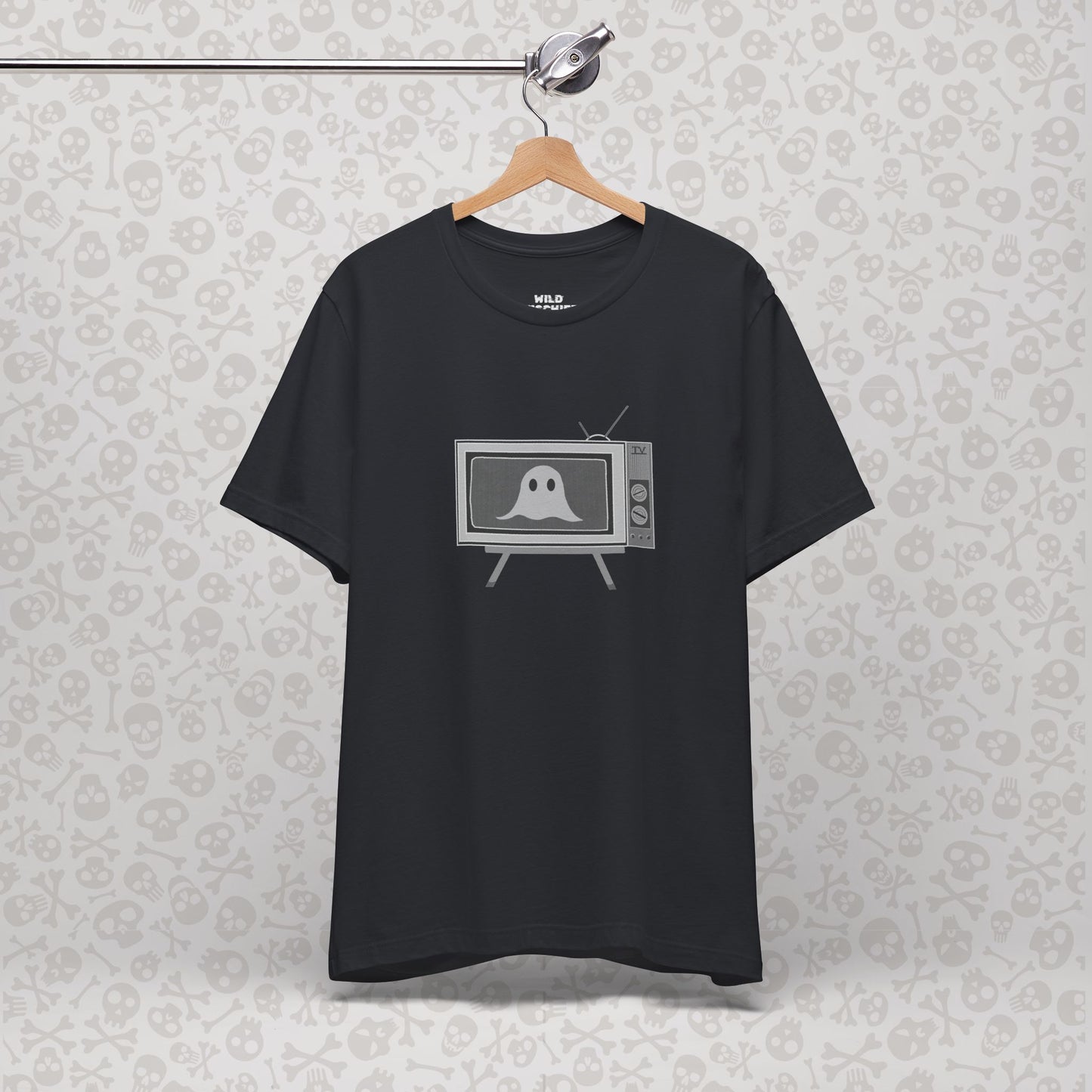Ghost in the TV T-Shirt | Spooky retro vintage television graphic tee | Halloween