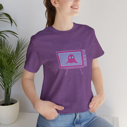 Ghost in the TV T-Shirt | Spooky retro vintage television graphic tee | Halloween