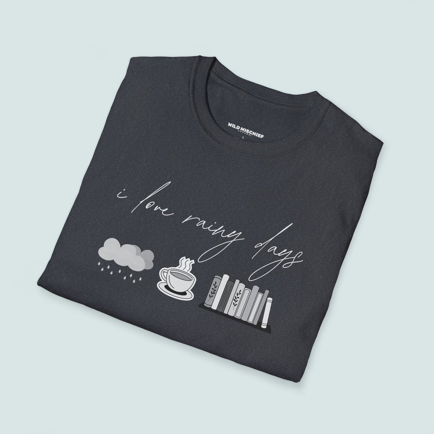 I Love Rainy Days Unisex Softstyle T-Shirt - Cozy and Chic Graphic Tee for Book Lovers