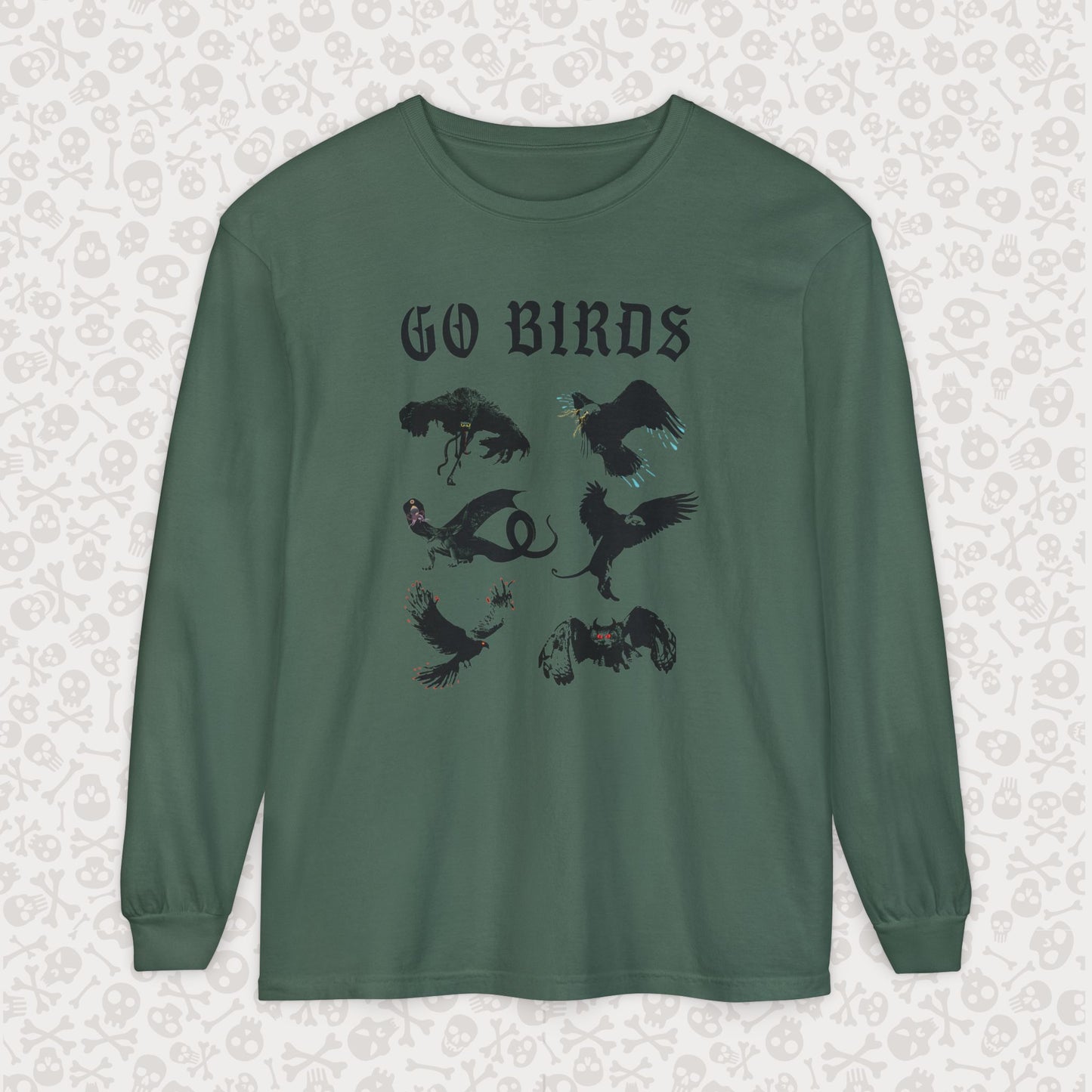 Go Birds Cryptids Long Sleeve Shirt, Bird Cryptid Shirt, Snallygaster, Griffin, Phoenix, Devil Bird, Terror Bird, Philadelphia Shirt