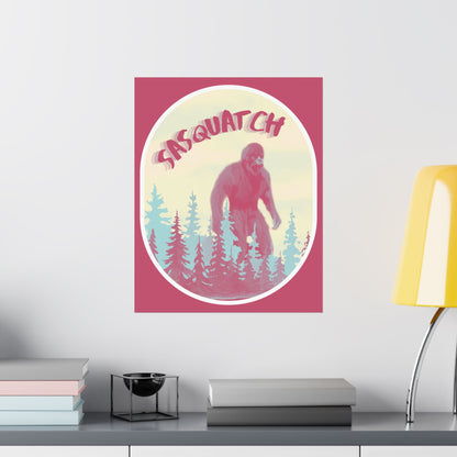 Sasquatch Vertical Print Poster, Retro Nature Decor, Bigfoot Wall Art, Cabin Wall Decoration, Outdoor Enthusiast Gift, Home Decoration