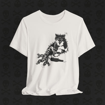 Cactus Cat Cryptid T-Shirt, Desert Mythical Creature Tee, Unisex Graphic Shirt, Succulent Kitty Apparel, Southwest Animal Top, Drunk Cat